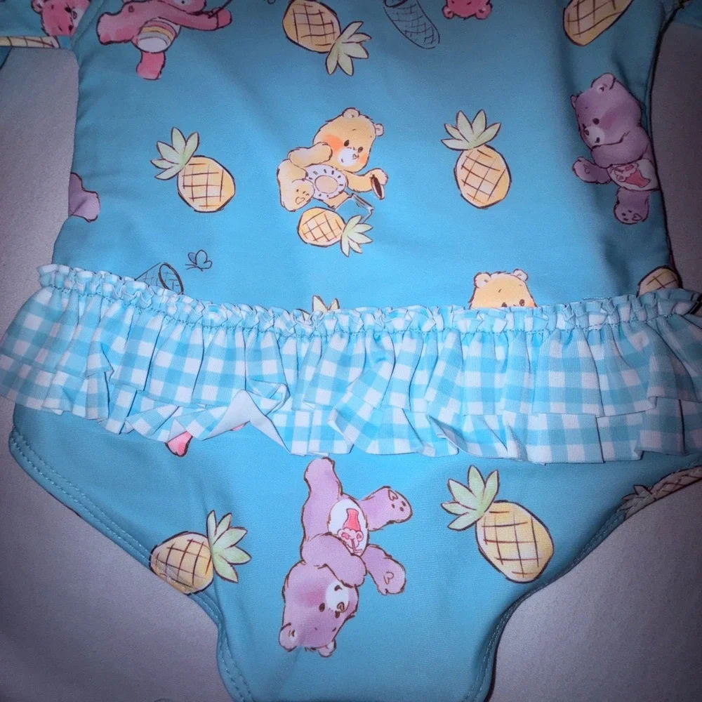 Care Bears Baby Rash Guard Swimsuit Kids 6-9M Blue New UPF 50+ Ruffle‎ Pineapple